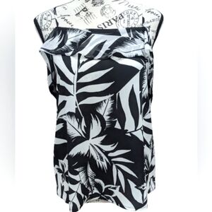 Express floral cold shoulder black and white blouse size L